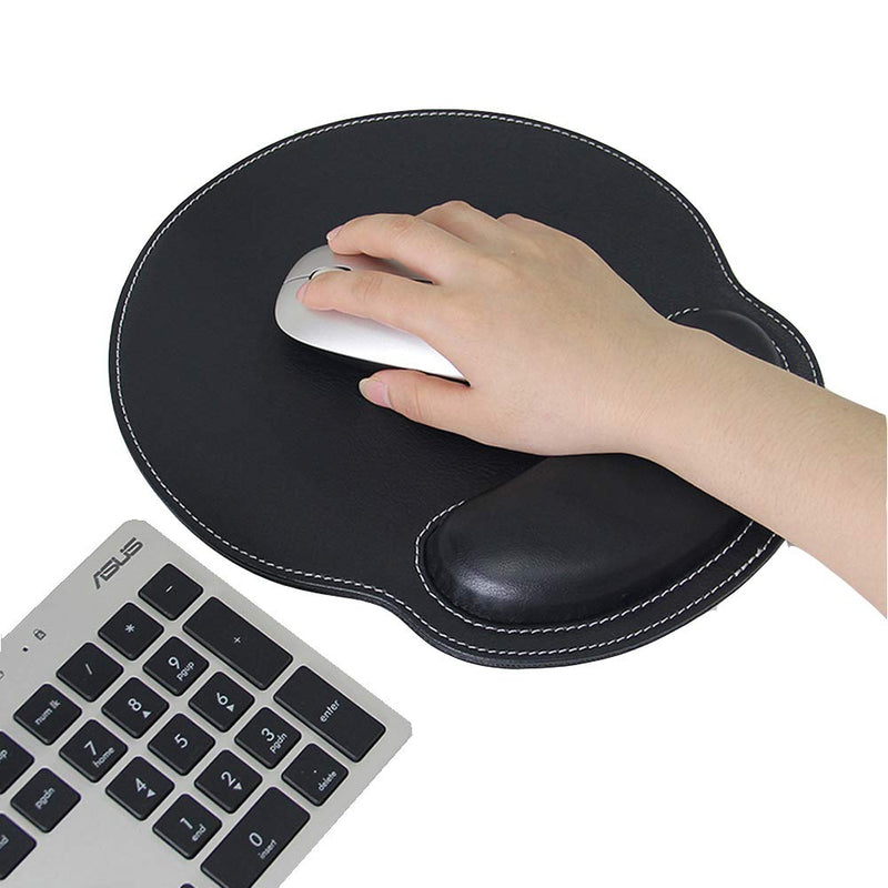 RICHEN Ergonomic PU Leather Mouse Pad with Wrist Support,Comfort Memory Foam,Waterproof Surface，Non- Slip Rubber Base for Computer Laptop & Mac,Lightweight Rest for Home,Office & Travel (Grey) Grey