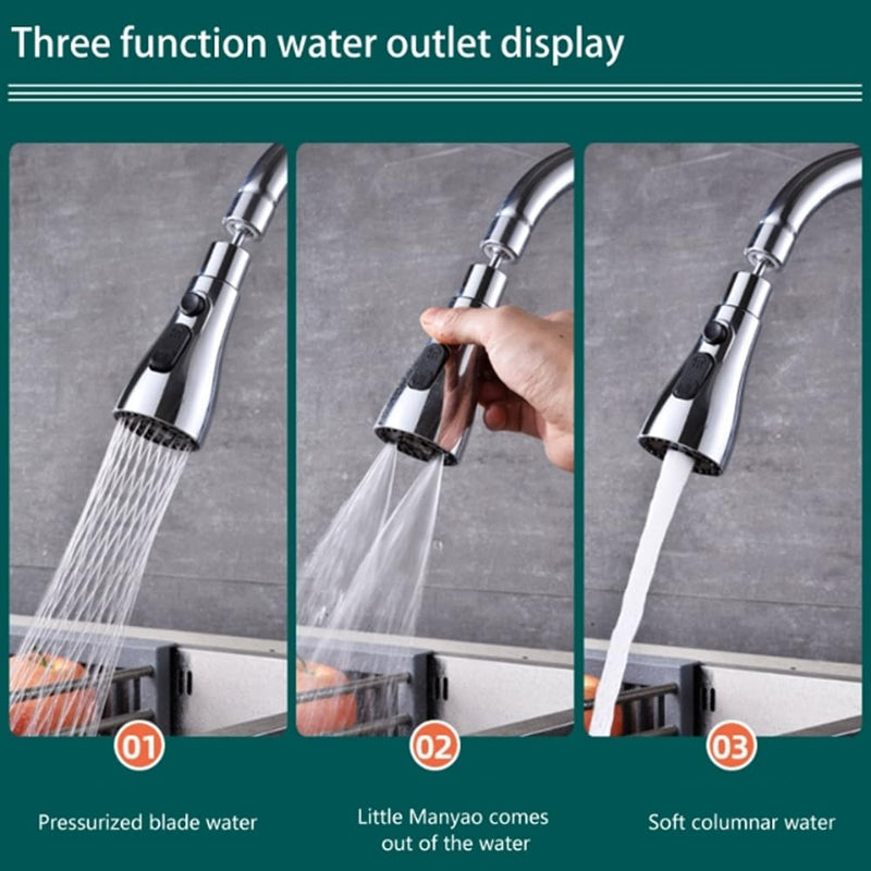 YDHfdc Faucet Replacement Shower Head 360° Rotating 3 Modes Swivel Faucet Attachment Shower Head Kitchen Faucet with Adapter for FM22 Kitchen Faucet Spray Head (Silver) Silver