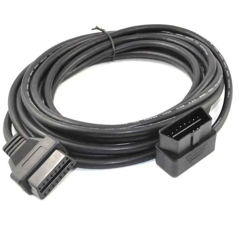 OLLGEN 5M/16.4ft OBD II Cable OBD2 16 Pin Right/Left Angle Male to Female OBD Extenstion Cable for Car Auto Diagnostic Extender Cord Adapter