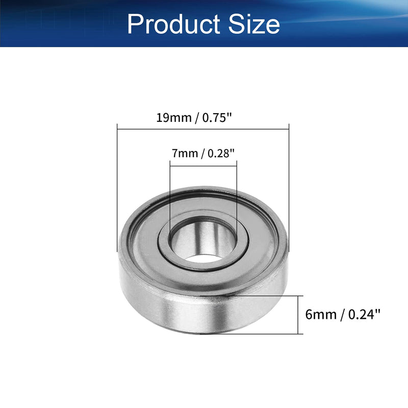 Bettomshin 1Pcs S607ZZ Deep Groove Ball Bearing 7x19x6mm Double Sealed Stainless Steel P0 Z1 Deep Groove Rolling Bearings 1