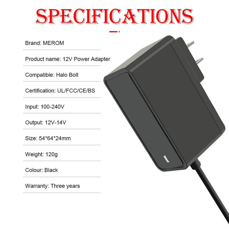 MEROM Halo Bolt AC Adapter Halo Wall Plug Car Jump Starter Charger Cord Replacement Compatible with Halo Bolt 55720/58830/Halo Bolt 1201 Jump Starter/Bolt ACDC Wireless/Bolt Air Portable