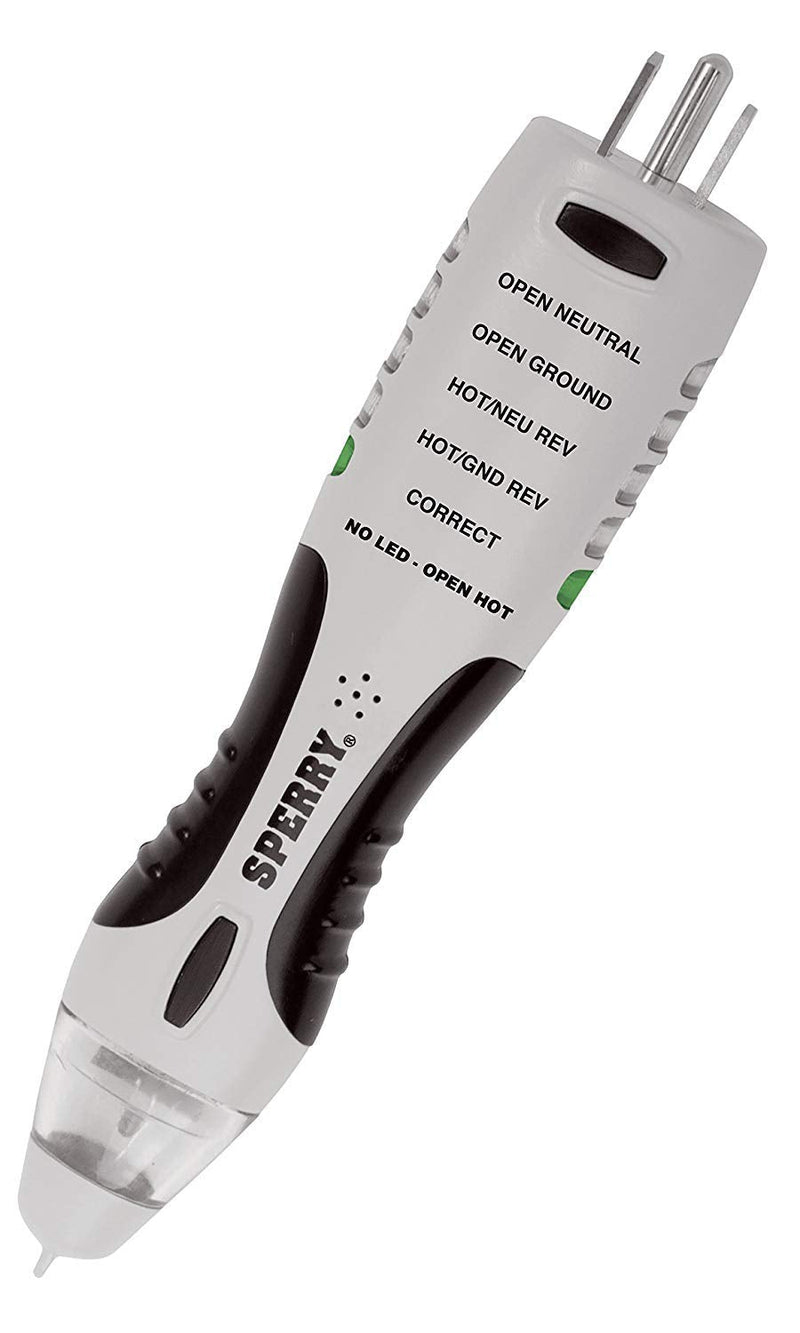 Sperry Instruments VD7504GFI DualCheck 2-in-1 Non-Contact Voltage Detector + GFCI Outlet Circuit Analyzer, 360° Visual & Audible Indicators, 50-1000V AC, 250 lb. Crush Rating Non-Contact Volt Tester & GFCI Tester Combo