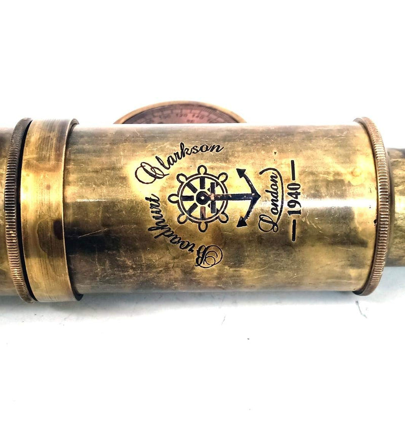 Scout Regiment Brass Telescope 19" London 1940 Broadhurt Clarkson Antique Replica Spyglass Scope High Resolution DF Lens Brilliant Magnification