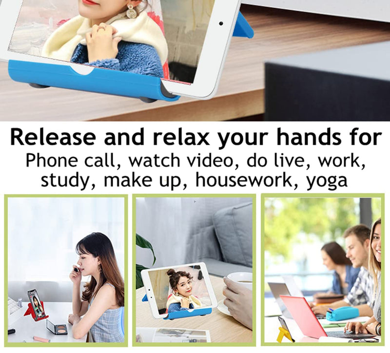 JUSDIQIR Cell Phone Stand for Desk 2 Pack Mobile Phone Holders Desktop Tablet Stand, Foldable Phone Dock Universal Adjustable Tablet Stand for Desk Compatible with Cell Phone Support (Black) Black