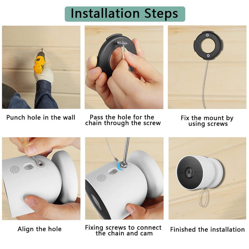 OYOCAM Anti Drop Security Chain Anti Theft Nest Camera Cable Compatible with Google Nest Cam Outdoor(Battery) Arlo Pro 4/3/Ultra Extra Protection Bundle Function for Cam, 2 Pack (Cam Not Included) 2 Packs-Anti Drop Security Chain