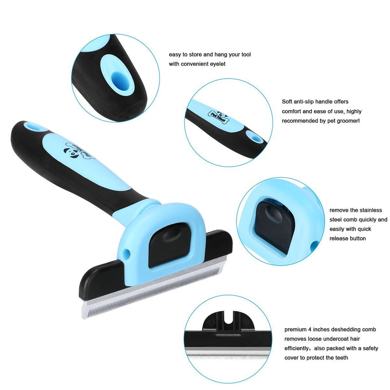 Pet Neat Pet Grooming Brush Effectively Reduces Shedding by Up to 95% Professional Deshedding Tool for Dogs and Cats Blue