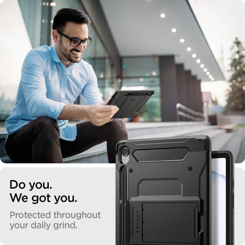 Spigen Tough Armor Pro Designed for Samsung Galaxy Tab S9 Case 11 Inch 2023 (SM-X71) Premium Shockproof Protective Hard Shell Case with Kickstand and S Pen Holder - Black