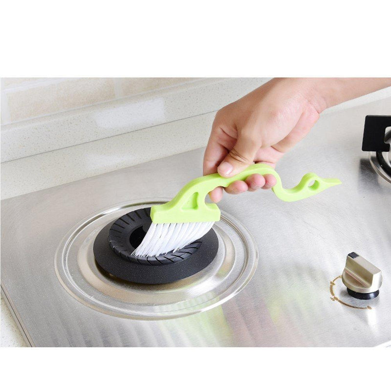 2pcs Hand-held Groove Gap Cleaning Tools Door Window Track Kitchen Cleaning Brushes(Green) Green
