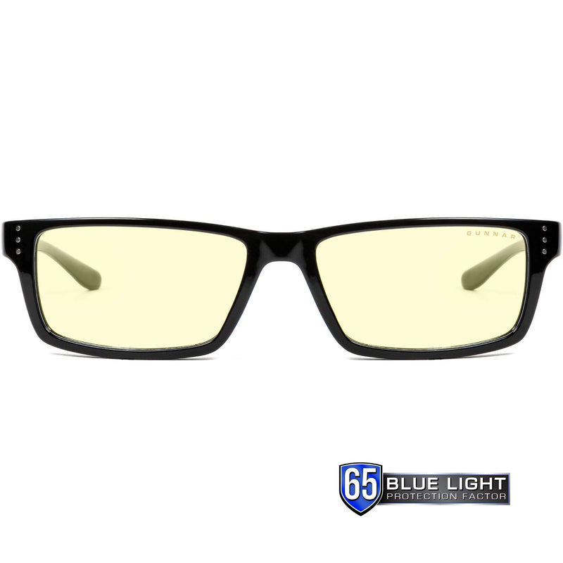 GUNNAR - Gaming and Computer Glasses - Blocks 65% Blue Light - Riot, Onyx, Amber Tint Onyx Frame/Amber Lens