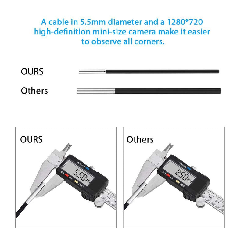 Akozon USB Snake Inspection Camera 3 in 1 Endoscope Inspection Camera 20M 720P Waterproof Borescope Inspection Camera with 8 Adjustable LED for Pipe Car Inspection