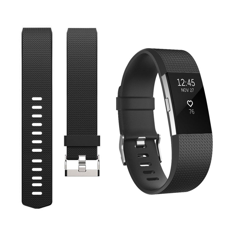 Tobfit Sport Bands Compatible with Fitbit Charge 2, 4 Pack, Replacement Wristbands for Women Men, Small/Large Black/Champagne/Rose Gold/Grey