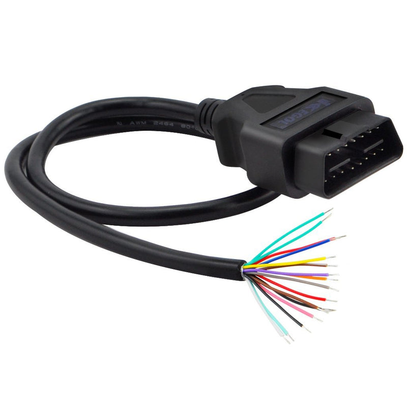 iKKEGOL 16 Pin J1962 OBD2 OBD-II Male Connector to Open Plug Wire, OBD Diagnostic Extension Cable Pigtail for DIY (60cm 24" inch, 2ft) 1x Male connector Pigtail