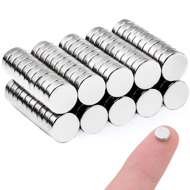 MIN CI 100 Pcs Strong Round Small Rare Earth Magnets, Mini Decorative Neodymium Magnets Disc for Refrigerator Whiteboard Locker Fridge Crafts Dry Erase Board Cabinets 6mm*2mm