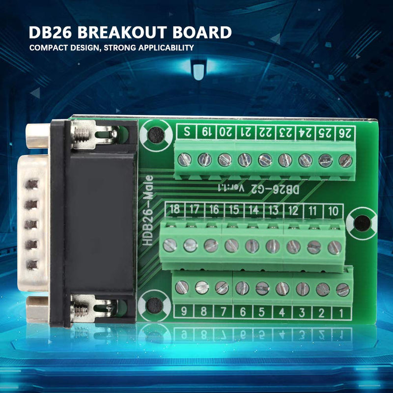 26-pin DB26 breakout board D-SUB male to PCB terminal signals connector