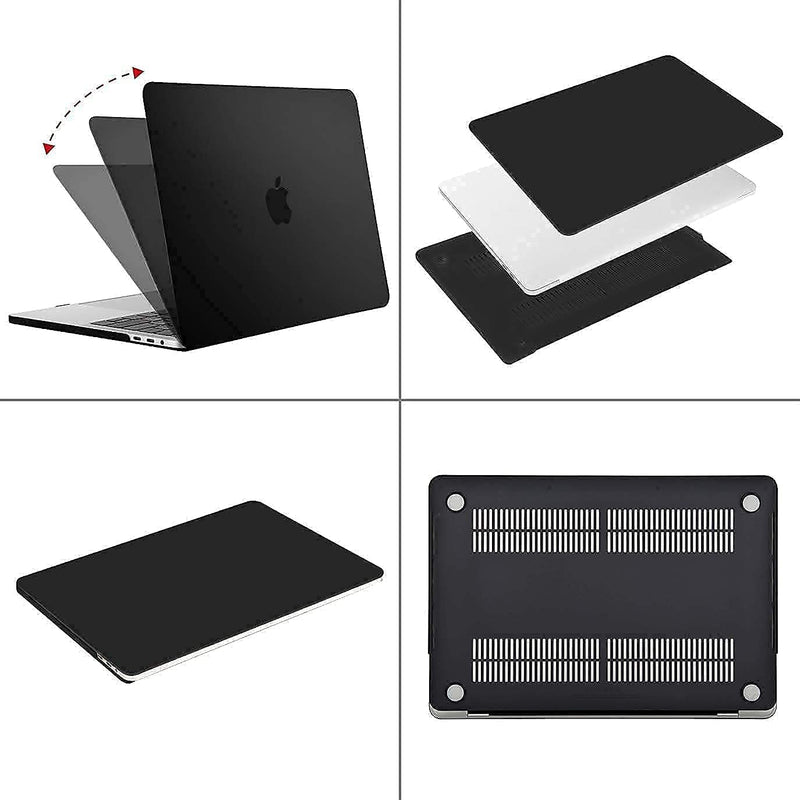 MOSISO Compatible with MacBook Pro 15 inch Case 2016-2019 Release A1990 A1707, Plastic Hard Shell&Neoprene Sleeve Bag with Small Case&Keyboard Cover&Screen Protector&Storage Bag, Black