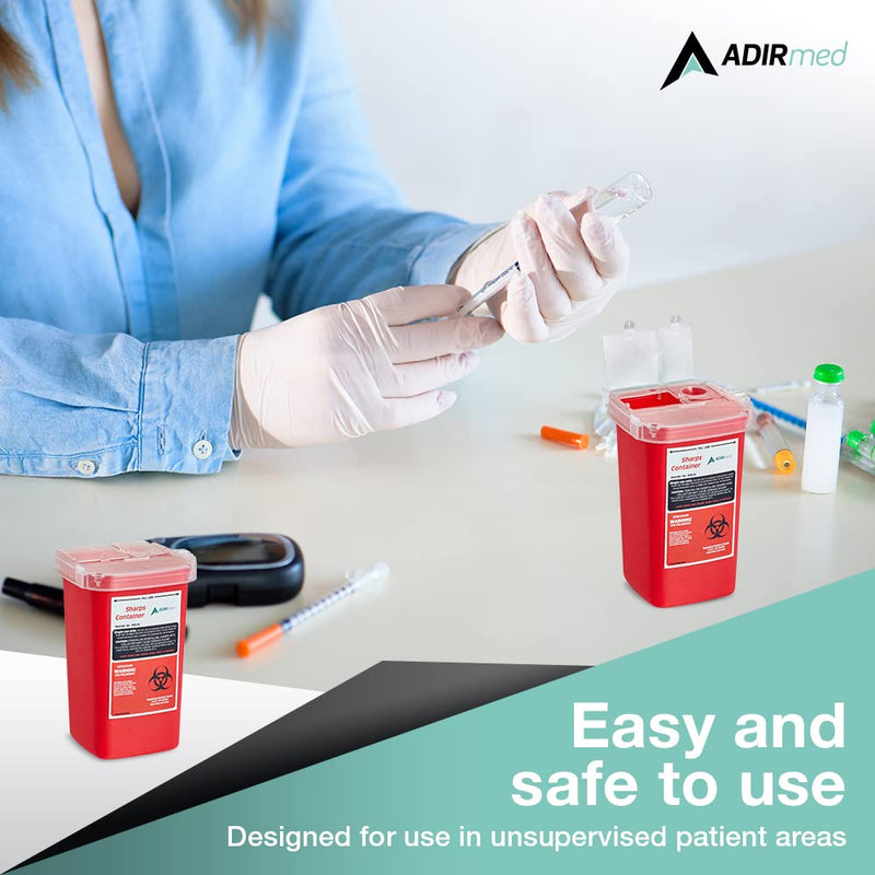 AdirMed Sharps & Needle Disposal Container 1 Quart - 3 Pack 3 Count (Pack of 1)