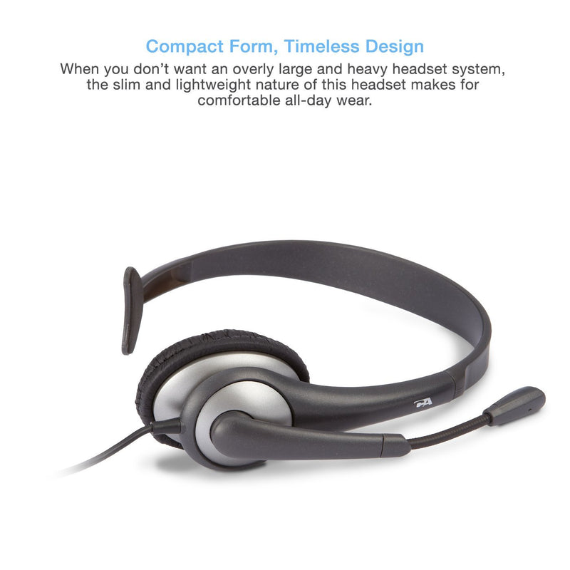 Cyber Acoustics Mono Headset, headphone with microphone, great for K12 School Classroom and Education (AC-104),Gray Single 3.5 mm + PC Y-adapter