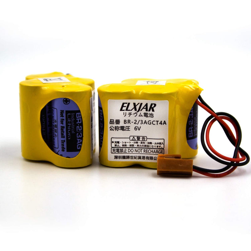 (2-Pack) BR-2/3AGCT4A 6V 4400mAh Replacement Battery for Panasonic FANUC A98L-0031-0025, CUSTOM-107, SHS749, ALIT0138, LIT0138 (Black Connector)