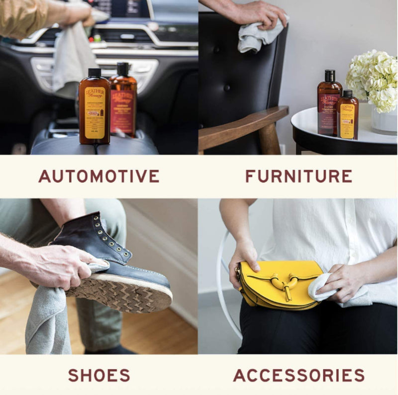 Leather Cleaner by Leather Honey: The Best Leather Cleaner for Vinyl and Leather Apparel, Furniture, Auto Interior, Shoes and Accessories. Concentrated Formula Makes 32 Ounces When Diluted! 4 Fl Oz (Pack of 1)