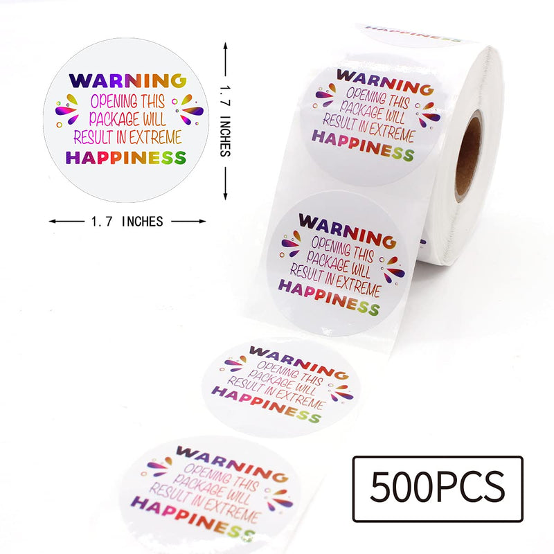 Littlefa 1.5” Warning Opening This Package with Rainbow Design Stickers,Thank You Stickers,Bakeries Stickers,Handmade Stickers,Small Business Stickers, Envelopes Stickers, Gift Bags Packaging 500 PCS L074 Warning Rainbow - S