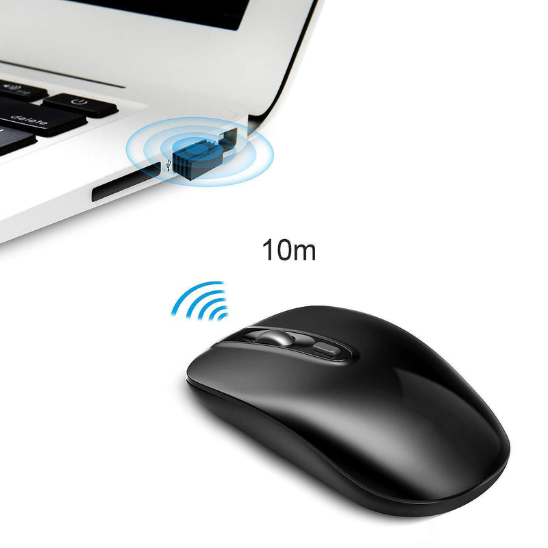 Wireless Bluetooth Mouse,cimetech Rechargeable 4.0/2.4G Cordless Mouse Dual Mode Slim Ergonomic Mouse for Laptop, PC, Windows Mac Android OS Tablet (Dual-Mode Black) Dual-Mode Black