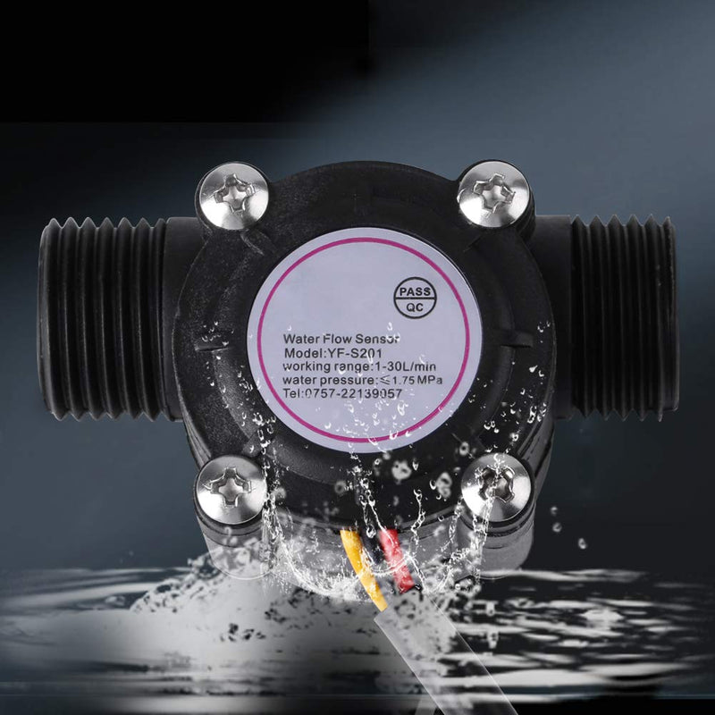 Keenso High Precision DN15 G1/2 Water Flow Sensor Hall Flow Meter with 4 Tubes Pulse Flow Sensor (Black 3 Lines) Liquid Level Sensors