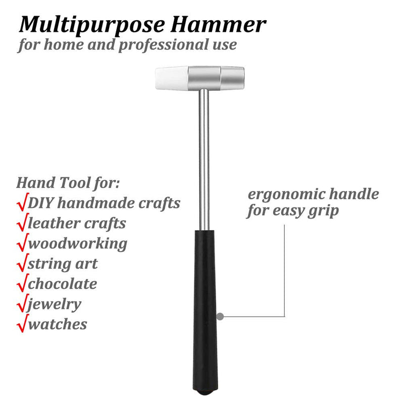Dual Head Small Hammer, 7 Inches, Plastic Head and Metal Head, Black Plastic Grip, Double face Jewelry Mallet, Mini Hammer for Crafts, Watch, Tuning, Woodworking, Toys, DIY, Leather, Instruments Ergonomic Grip