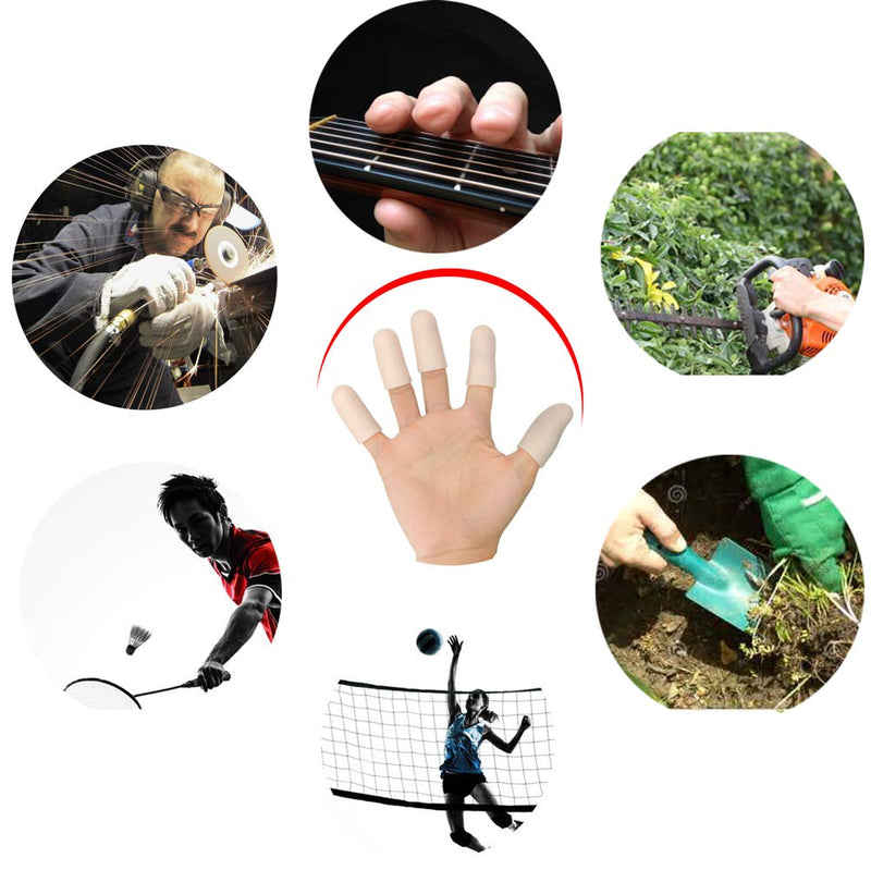 Gel Finger Cots, Finger Protector Support(14 PCS) New Material Finger Sleeves Great for Trigger Finger, Hand Eczema, Finger Cracking, Finger Arthritis and More. (Beige, Short) Beige