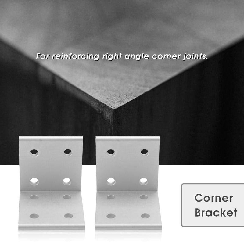 Akozon 2pcs 2040 Corner Bracket L Shape Connector Corner Angle Bracket Connection Joint Aluminum Profile