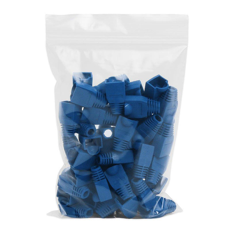 Cmple RJ-45 Strain Relief Boots for CAT5/5E/6 Ethernet LAN Cable Connector Cover Color Blue (Pack of 50) 50 Pieces