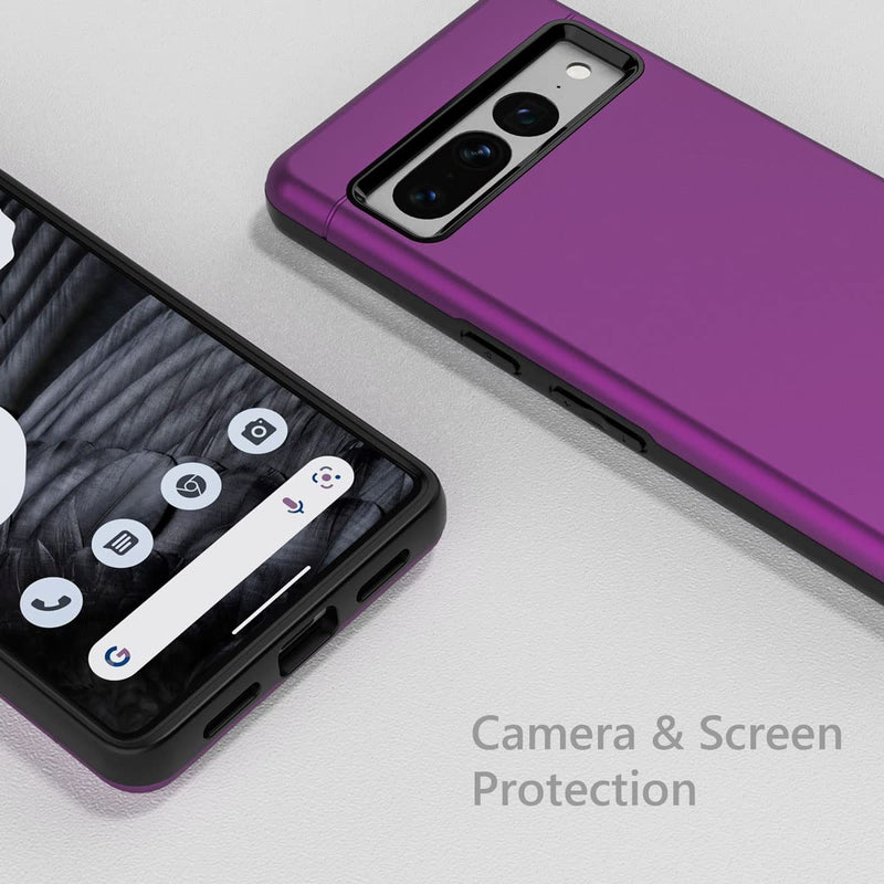 Teelevo Wallet Case for Google Pixel 7 Pro, Dual Layer Case with Card Slot Holder and Kickstand for Google Pixel 7 Pro - Purple