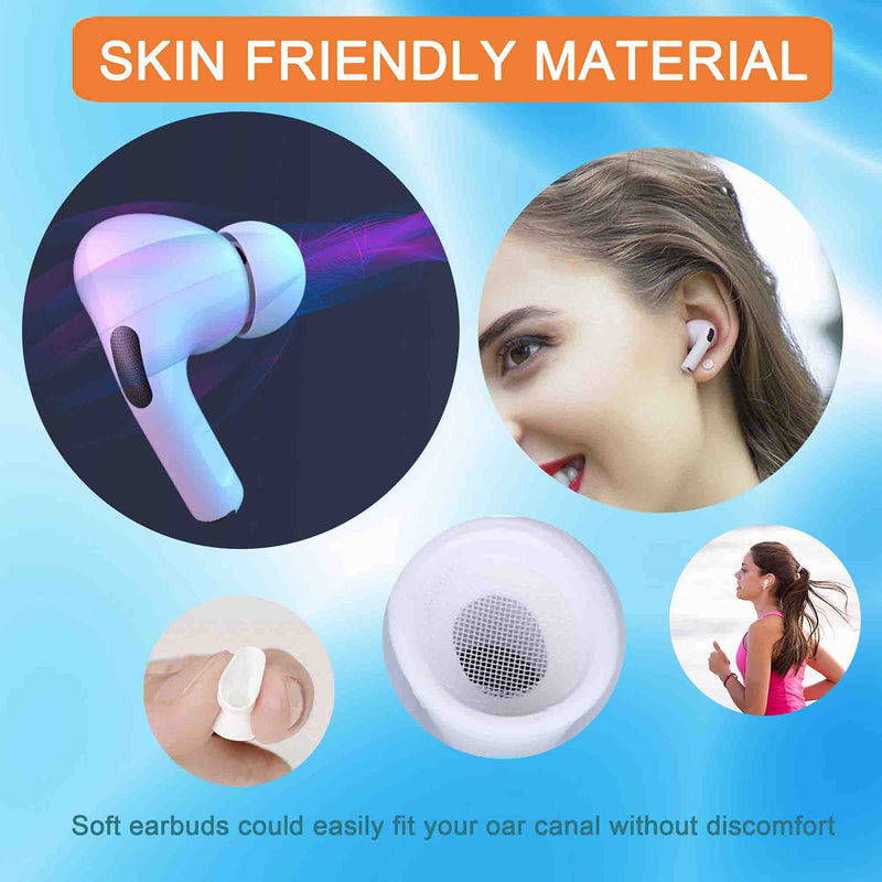 3 Pairs Replacement Ear Tips 2 Pairs Ear Hooks for AirPods Pro Silicon Ear Buds Tips with Portable Storage Box Fit in The Charging Case- Small, Medium and Large (L+M+S) L+M+S