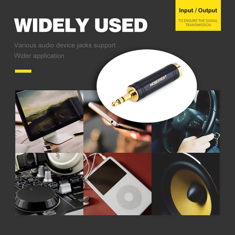 MOBOREST 3.5mm M to 6.35mm F Stereo Pure Copper Adapter, 1/8 Inch Plug Male to 1/4 Inch Jack Female Stereo Adapter, Can be Used for Conversion Headphone adapte, amp adapte, Black Fashion 2-Pack 3.5Male-6.35Female-2Black