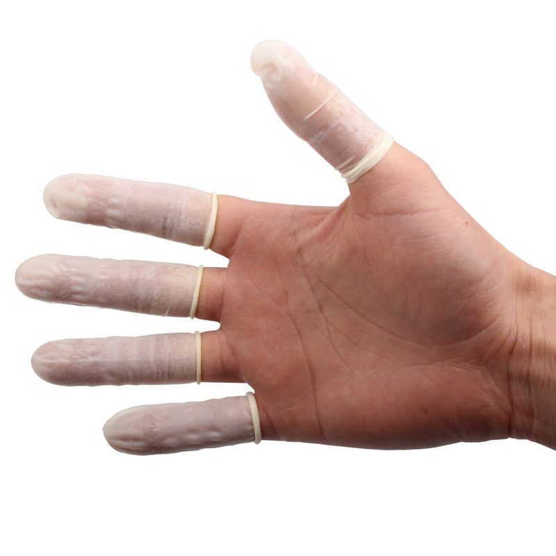 COOSKIN Disposable Latex Finger Cots Reusable Rubber Fingertips Protective Gloves Powder Free Latex Finger Cot (200 PCS)