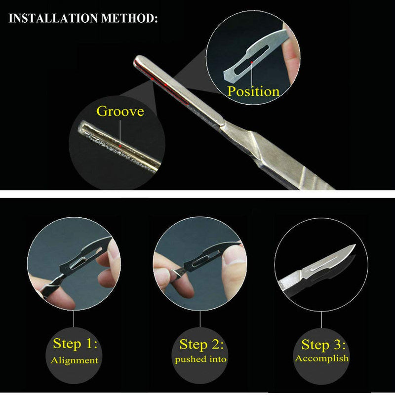 ABMRO Sterile Disposable Scalpel Blades No. 10 with Scalpel Handle, Suitable for Cutting, Pedicure, Crafts, Modeling, Cutting Materials and Leather No.10 10pcs + No. 3 act