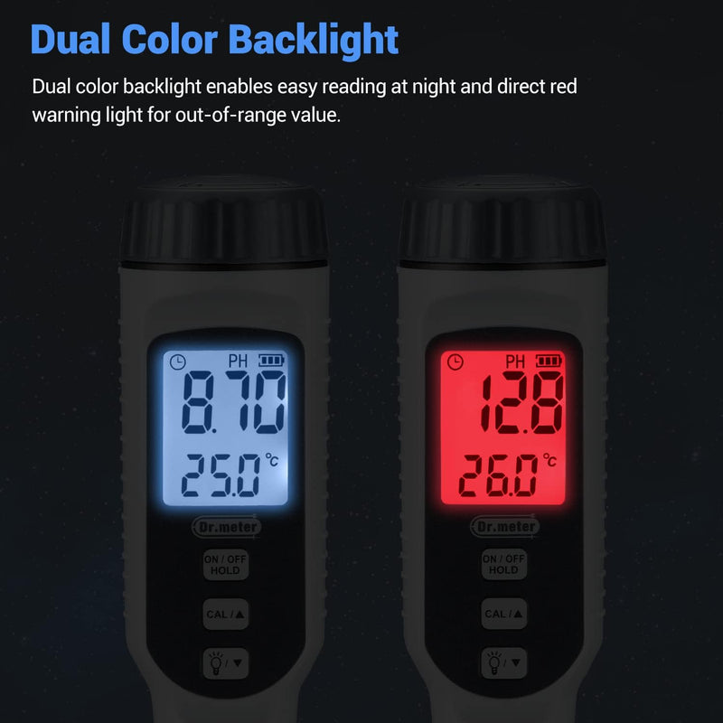 PH measuring device, Dr.meter pH meter accuracy pH ±0.01, measuring range pH 0-14, digital PH tester with LCD ideal for drinking water, swimming pool, aquarium, fish pond, pool, spa or laboratory 1