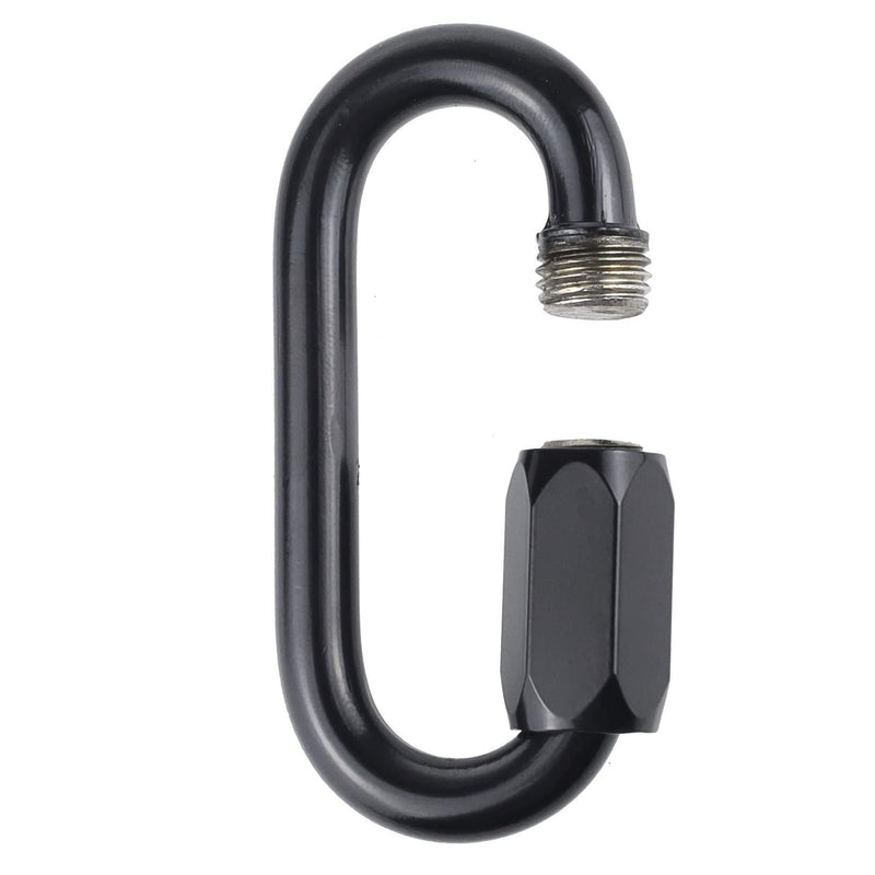 IEBUOBO 5/32 inch Stainless Steel Oval Quick Link Carabiner, 10 Pack M4 Black Quick Links Chain Connector, Heavy Duty Locking Carabiner for Outdoor Activities