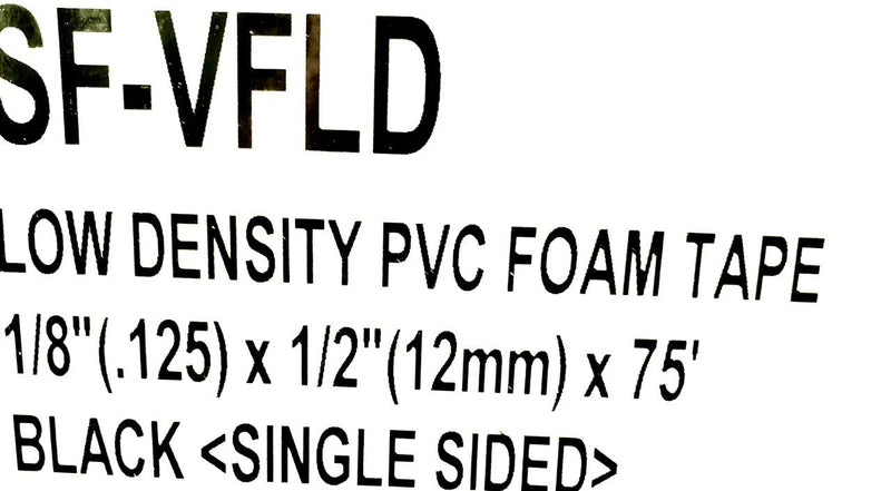 Foam Seal Tape, Low Density Weather Stripping for Door and Window Seal Insulation, (Black, Thick 1/8" x Width 1/2" x 30', Pack of 1 ROLL)