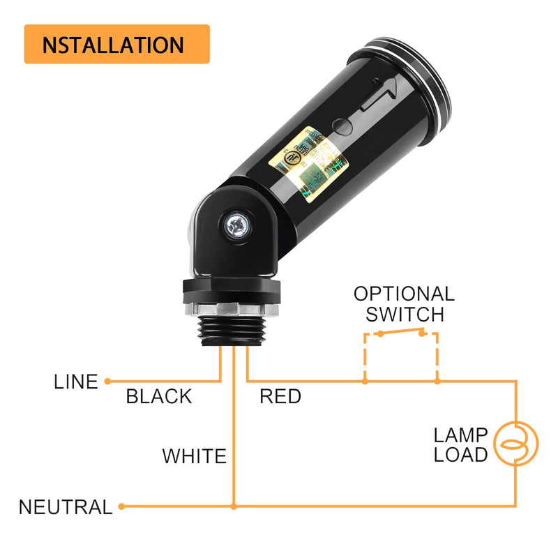 2-Pack Outdoor Conduit Lighting Control with Photocell and Swivel Mount Photoelectric Switch for Wall Packs, Shoebox Porch Lights 120-277V Photocell 2 Pack
