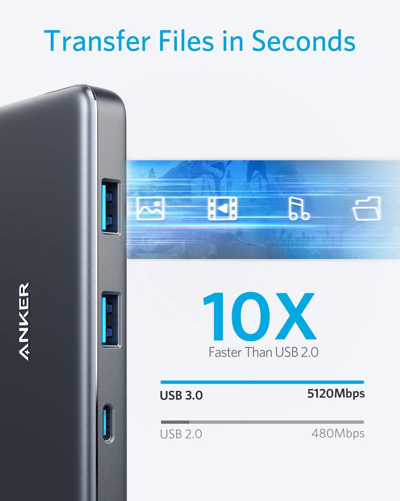 Anker USB C Hub, PowerExpand+ 7-in-1 USB C Hub Adapter, with 4K HDMI, 100W Power Delivery, USB-C and 2 USB-A 5Gbps Data Ports, microSD and SD Card Reader, for MacBook Air, MacBook Pro, XPS, and More