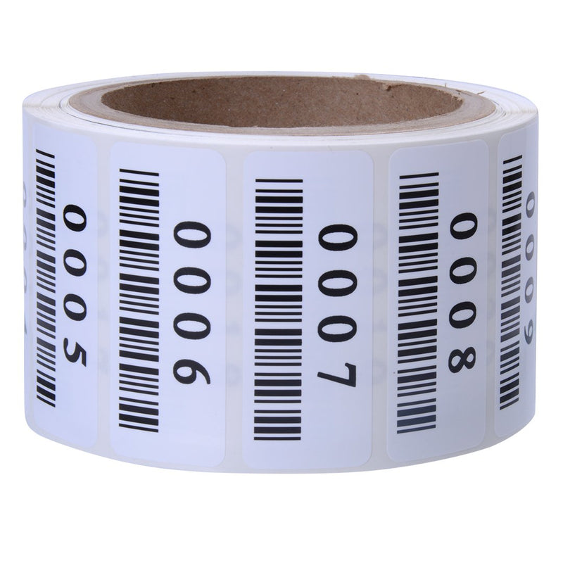 3M Polyester Label Material Consecutively Numbered Labels. Measure: 2.5" X 1" with Barcode (Various Number Sequences Available) (501-1000) 501-1000