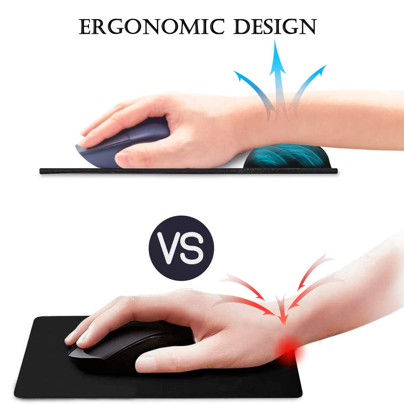 Ergonomic Mouse Pad with Wrist Support Gel Mouse Pad with Wrist Rest, Comfortable Computer Mouse Pad for Laptop, Pain Relief Mousepad with Non-Slip Rubber Base, 9 x 10 in,Black 1-Black