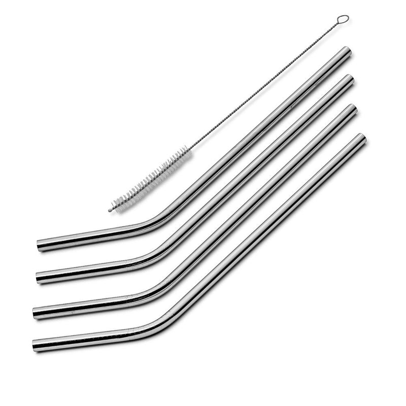 SipWell Stainless Steel Drinking Straws, Set of 4, Free Cleaning Brush Included 8.46 Inches Long - 6mm