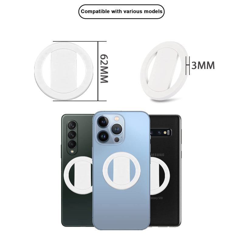 (2 Pack) NTidea Phone Grip, Upgraded Removable Magnetic Phone Snap 360°Rotation Finger Phone Stand Silicone Adjustable Phone Ring Holder, White