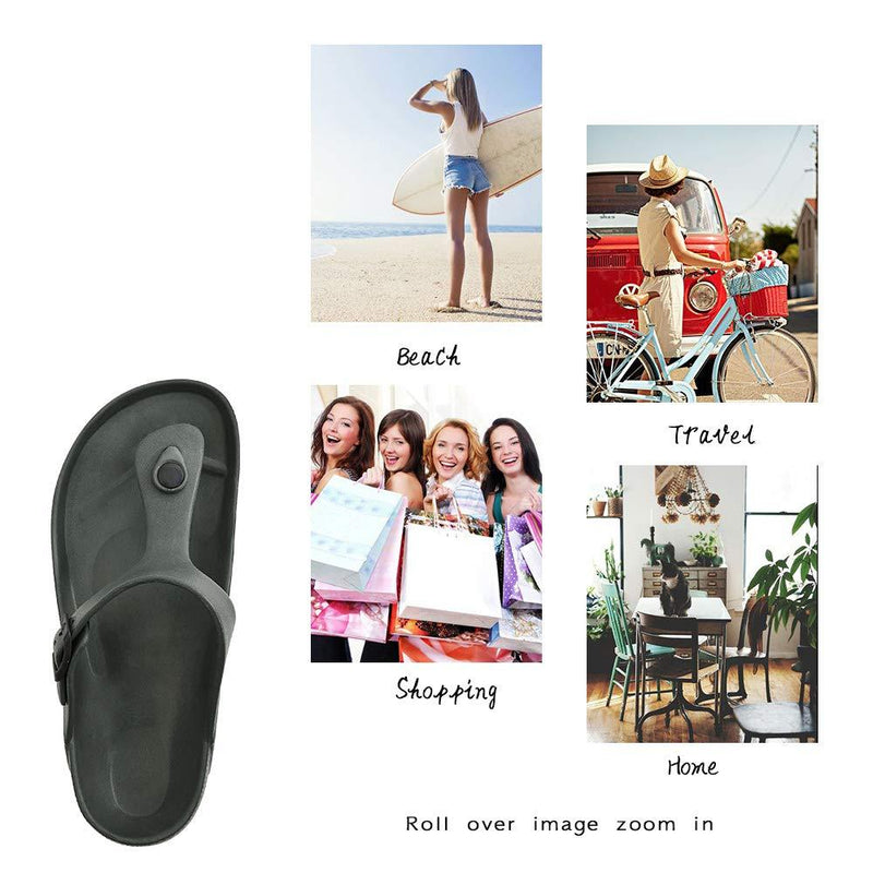 FUNKYMONKEY Women's Comfort Slides Double Buckle Adjustable EVA Flat Sandals 6 Army Green/Flipflops