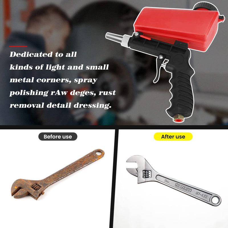 Pneumatic Sandblaster Portable Handheld Small Sandblasting Machine Multifunctional Sandblasting Gun Pneumatic Sandblasting Gun for Remove Paint Stains Rust Clean Surfaces (Red) Red