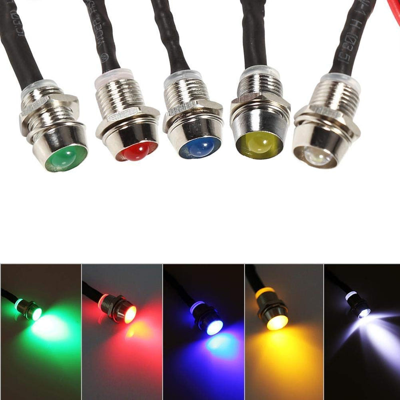 sourcing map 4-piece indicator light, 8 mm, LED indicator light, signal lamp, signal light, LED 12 V