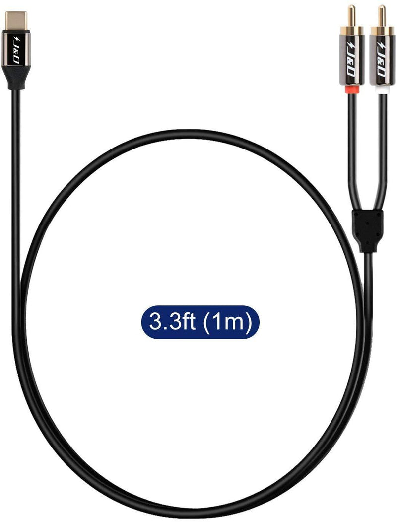 J&D USB C to RCA Audio Cable, USB Type-C Male to 2 RCA Male Stereo Audio Converter Y Splitter Cable for Tablet Laptop,Google Pixel 3/2/2XL MacBook Pro, 3.3 Feet