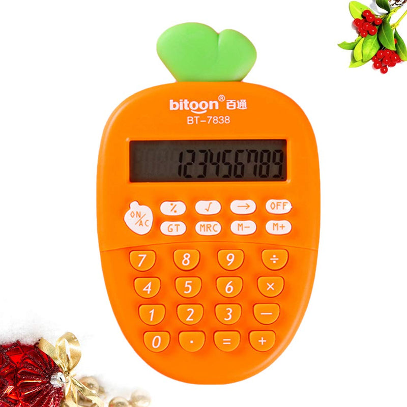 Toyvian Small Electronic Calculator Carrot Shape 12-Digit Portable Calculator Study Office School Supplies for Kids Students