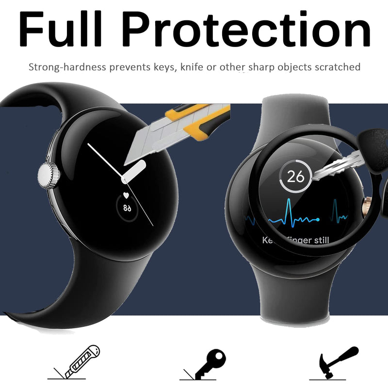 (3 Pack) Miimall Compatible for Google Pixel Watch Screen Protector, Full Coverage Anti-Scratch HD Clear Films, 3D Curved Arc Edge Bubble-Free Protective Screen Film for Google Pixel Watch 2022